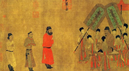 Kaiser Taizong empfängt Ludongzan, den Botschafter von Tibet